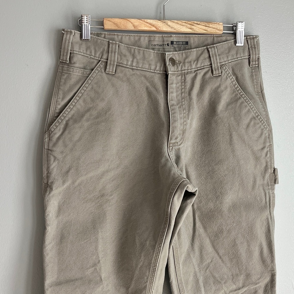 Carhartt Mens Relaxed Fit Canvas Carpenter Pants Tan Barn Chore Workwear 32x30 - Picture 8 of 12